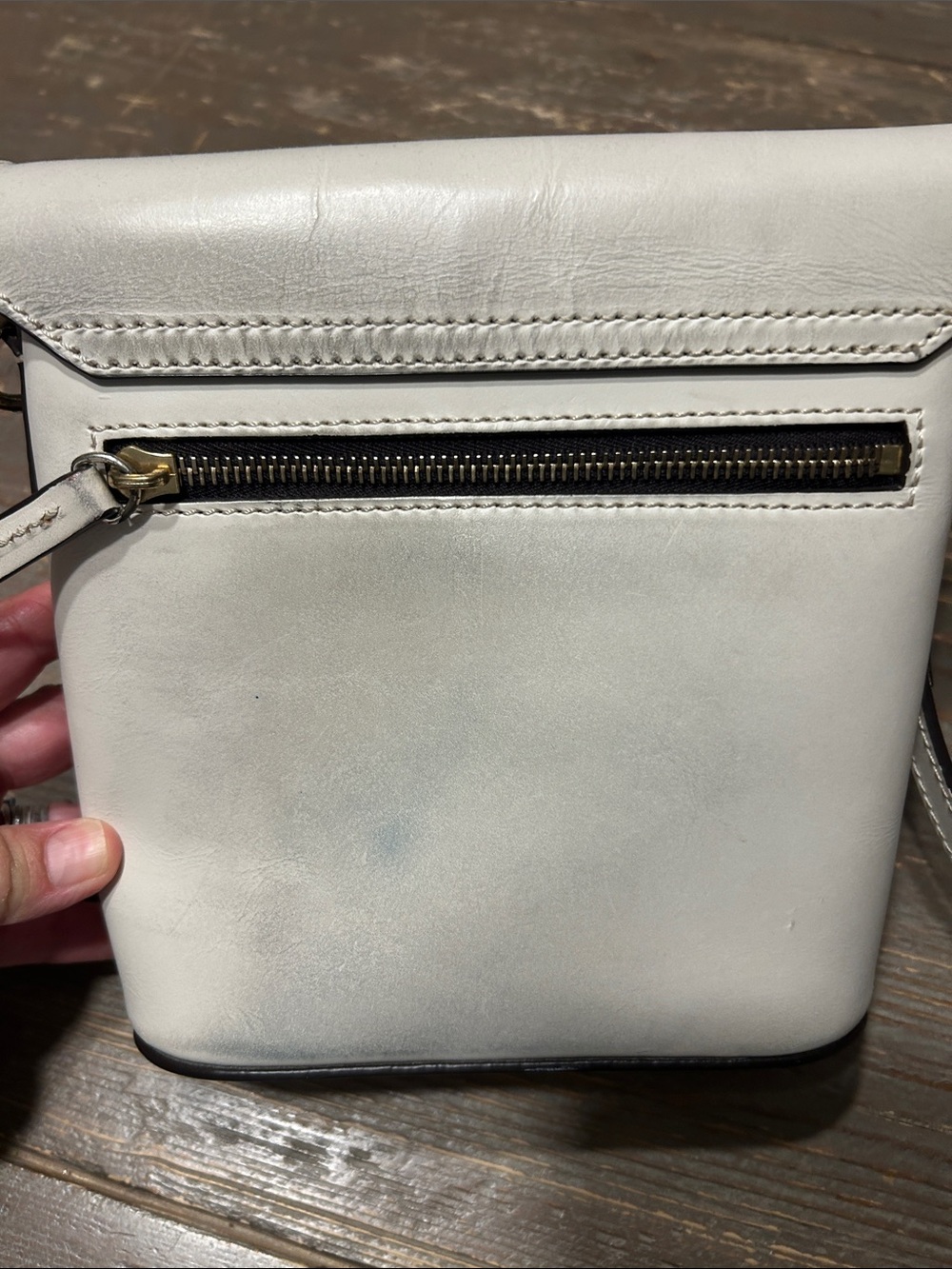 Dooney & Bourke Off-White Genuine Leather Crossbody with Tan Strap - Picture 5 of 15